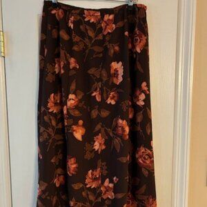 Norton McNaughton Petite Women's Brown Floral Chiffon Flowy Midi Skirt Size 14P